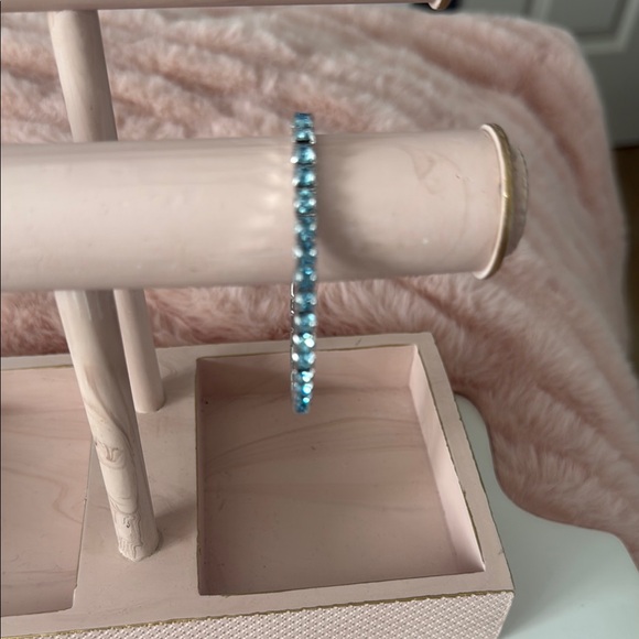 Touchstone Crystal by Swarovski Light Blue Stretch Bracelet – March Birthstone - Picture 1 of 5